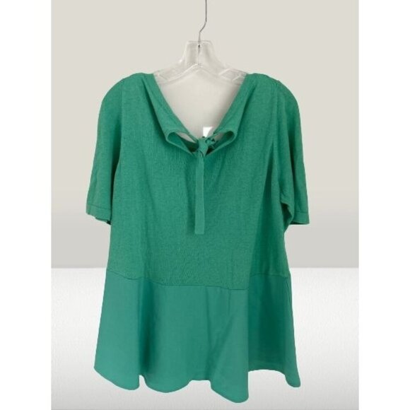 Anthropologie MOTH Tunic Top Green A-Line Off the Shoulder Size Large - Picture 2 of 11